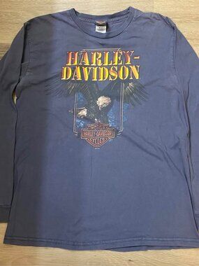 Vintage Style 2010 Harley Davidson Long Sleeve T-Shirt Size L - Zepka 65th Anniv